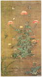 元 吕敬甫《花卉草虫图》101.6×53cm。美国大都会艺术博物馆藏。