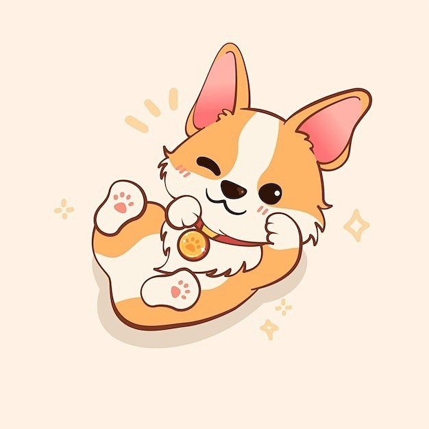 可爱的卡通柯基犬小狗插画矢量图设计素材