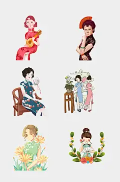 旗袍美女免抠元素
