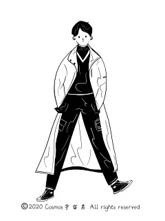 简约黑白线条风人物插画-男生系列_Cosmos宇宙君__插画师作品_涂鸦王国gracg.com 