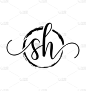 sh initial handwriting logo