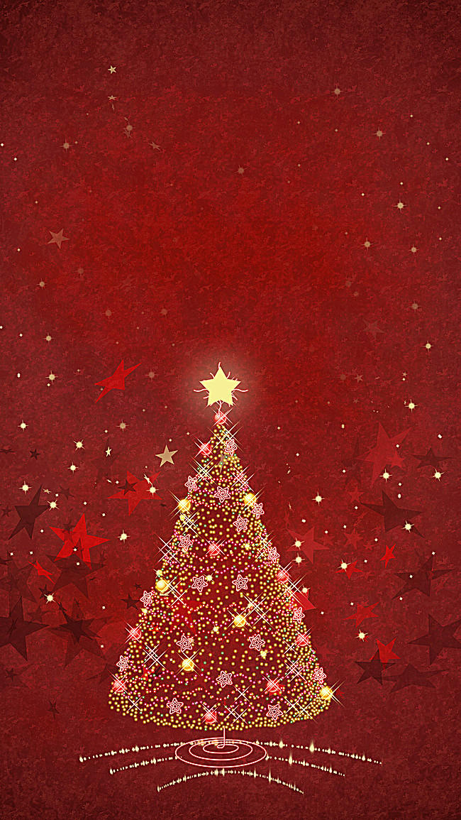 灯光圣诞树红色圣诞背景- HTML素材网