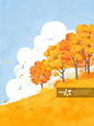 秋天,立秋,黄色,秋分,插画正版图片素材