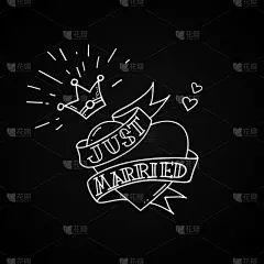 新婚夫妇,古典式,绘画插图,王冠,矢量,缎带,心型,设计,教育