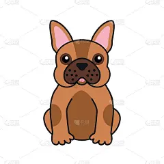 可爱的法国斗牛犬。贺卡设计