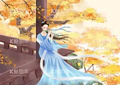 **的女人  - 源文件下载【酷图网】美女,漫画,悠闲,古风,**,金秋,美景,