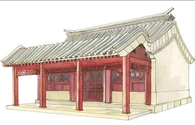 带抱厦式勾连搭即两个相互勾搭的屋顶有高低和大小之分低小的部分就像