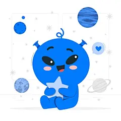 可爱的外星人扁平插画矢量图设计素材