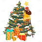 圣诞节手绘元素插画-圣诞树