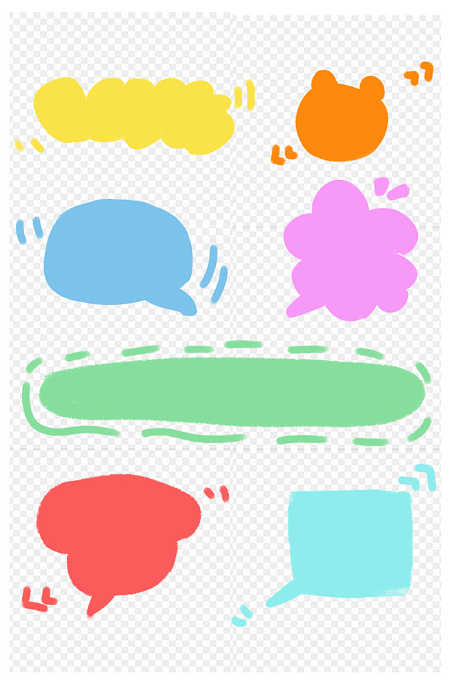 涂鸦手绘彩色标题对话框文本框气泡免扣元素...