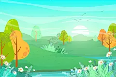 矢量春天背景 【酷图网】矢量春天背景,春天风景壁纸,春天壁纸,绿色背景,大自然,清新,景色,自然季节,春季,四季,插图,卡通,风景地形,