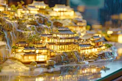 国风山水建筑模型景观图