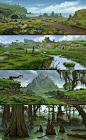 EQN Biomes concepts, Benoit Bernard : Environment art for Everquest Next , ambience, props and texture details, made as a freelance artist for DayBreak Company. (Art direction of the developpers was the starting point )