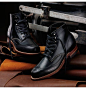 Handmade men black genuine leather ankle boots, Men lace up ankle leather boot