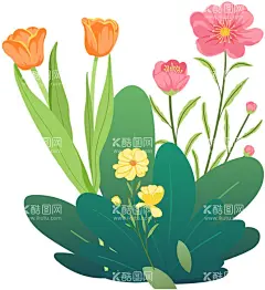 花朵彩色小花  - 源文件下载【酷图网】花朵,彩色,小花,卡通,简约