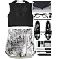 A fashion look from April 2015 featuring party tanks, metallic skirt and flat oxford shoes. Browse and shop related looks.