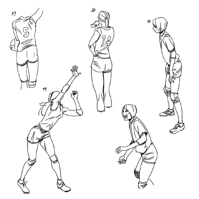 【绘画参考】11 张排球少女比赛时的动作...