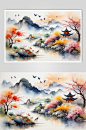 AI数字艺术水墨画山水画丹青美术插画