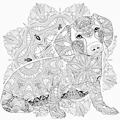 狗年春节狗狗漫画插画线稿EPS矢量设计素材-淘宝网