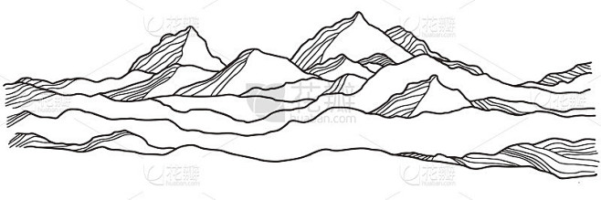 山背景矢量。雪景线插图