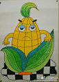 #儿童画##儿童画素材#油画棒-生气的玉米╰_╯ ​​​​