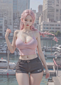 海景写真美少女-03