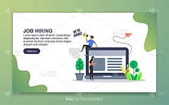 登陆页模板的工作招聘。现代平面网页设计理念适用于网页设计和移动网站。易于编辑和自定义。