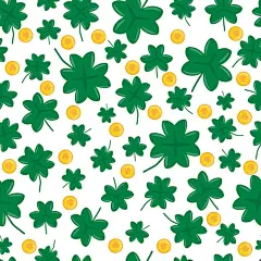 Vector seamless pattern for st patrics day with clover and money coin vector flat illustration