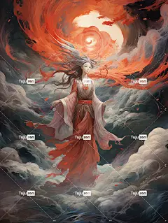 山海经朱雀古代神兽海报