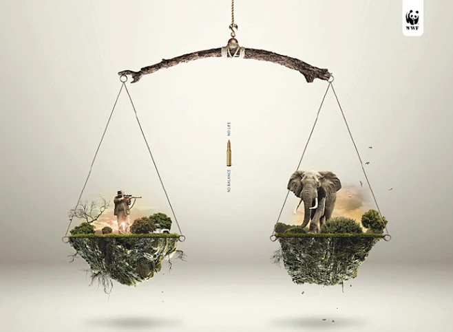 WWF(世界自然基金会) 保护动物创意公益广告，不要破坏生态平衡！图片_WWF图片素材-花瓣网