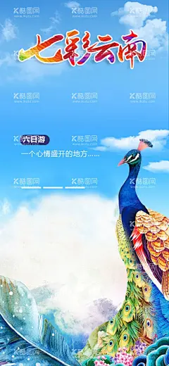 孔雀  - 源文件下载【酷图网】孔雀,七彩云南,云南旅游,西双版纳,七彩孔雀