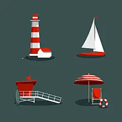 summer time beach icon collection vectors
