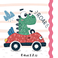 卡通Q版手绘恐龙小汽车儿童T恤涂鸦印花宝宝宴海报背景AI设计素材-淘宝网