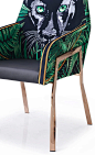 Amazon.com - Limari Home Magali 系列现代风格天鹅绒和素食皮革软垫豹纹餐椅带不锈钢腿，黑色多图案，玫瑰金 - 椅子
