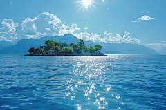 大海小岛自然风景壁纸