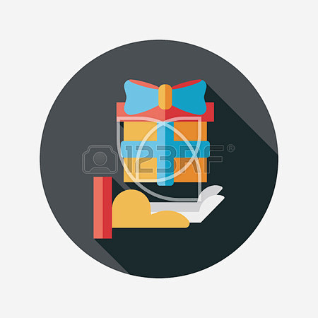 Gift flat icon with ...