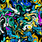 抽象的彩色背景涂鸦美丽的多边形明亮的几何无缝模式