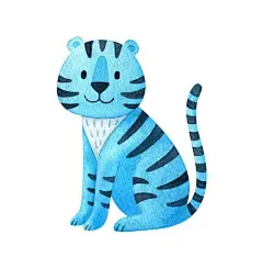 蓝色卡通小老虎插画矢量图素材