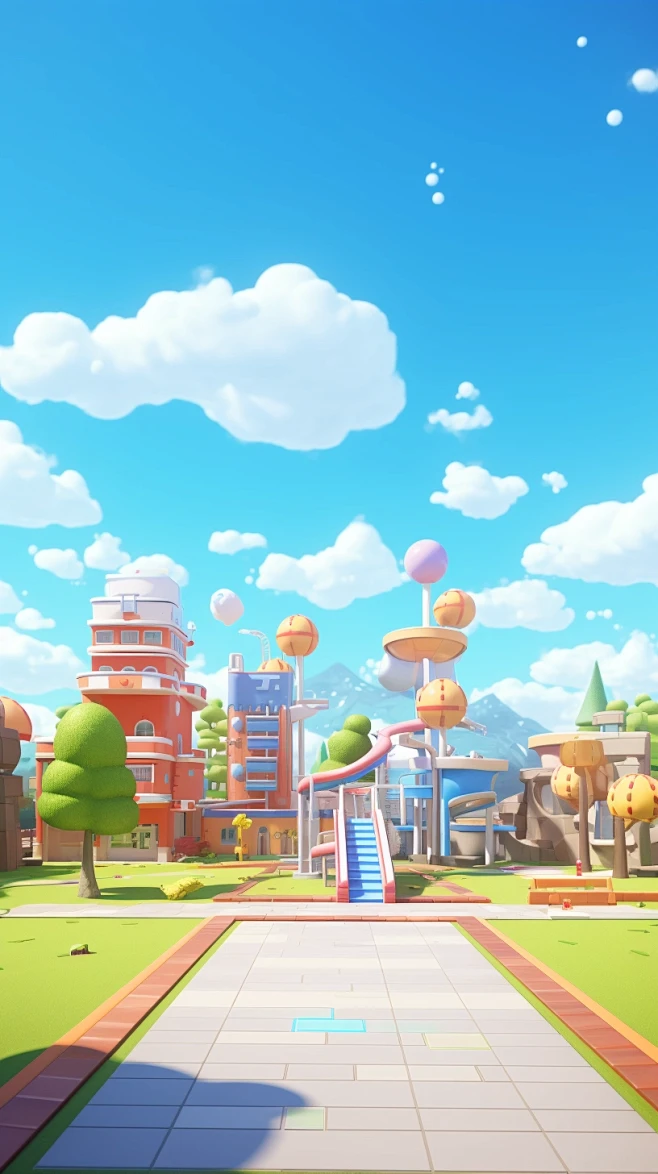 Cartoon campus, buil...