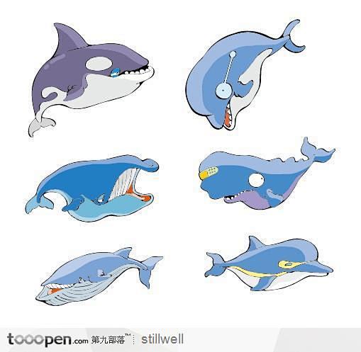 卡通鲸鱼鲨鱼系列素材
