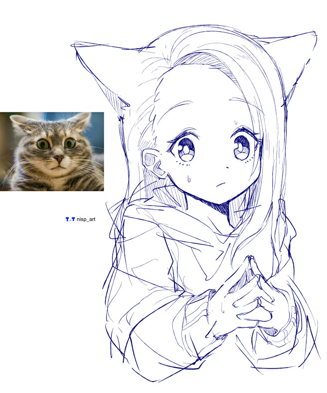 Anime sketch cat, ni...