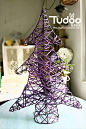外单紫色竹编铁艺圣诞树