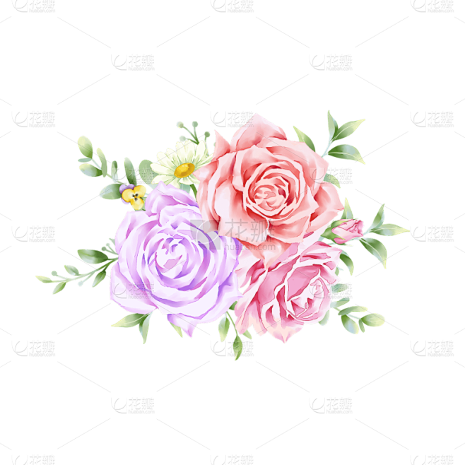 粉色手绘花朵花卉元素