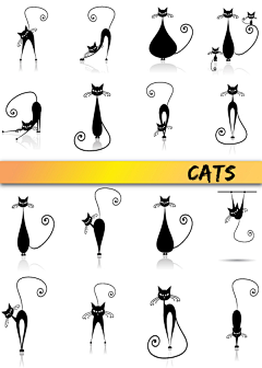 青谷采集到cat 猫咪 猫猫插画