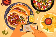 朋友同事公司团建庆祝吃饭聚会聚餐庆祝美食拍照插画ai设计素材-淘宝网