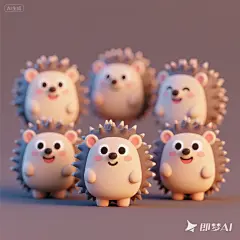 jimeng-2025-07-12-9231-生成一组可爱的简约的，手绘的或者扁平风刺猬IP形象，呆萌，憨憨的，生成一组表情包