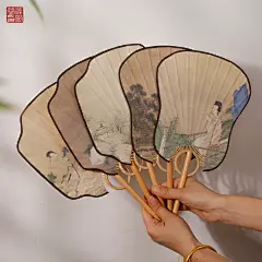 中式古风插丝团扇 文创宣纸团扇半生熟书画扇面手绘diy毛笔字宫扇-tmall.com天猫