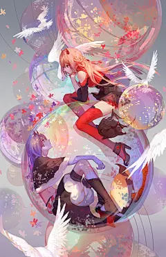 凝望「Encounter」/「ASK」のイラスト 小恶魔，飞鸟，午后臆想，动漫手绘插画 温软柔美，色泽舒适 [Pixiv]精选 创意美图，非美不爱， 暖色调，