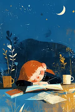 阅读好书手绘配图