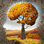 Optical Illusion Head with Orange Tree by Igor Morski